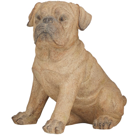 15" Light Brown Polystone Pug Sculpture